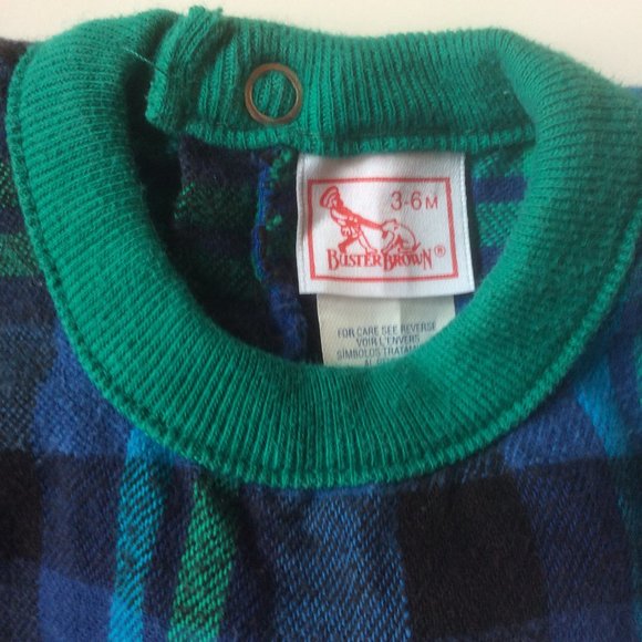 Buster Brown Vintage Plaid Flannel Jogger 1-Piece Moose Graphic Size 3-6 Months - Picture 4 of 6